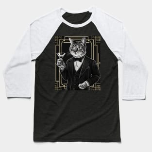 A Confident Cat In A Tuxedo Holding A Martini Glass Baseball T-Shirt